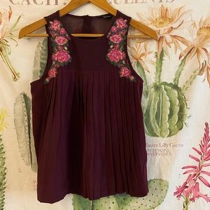 AEO plum embroidered top XS